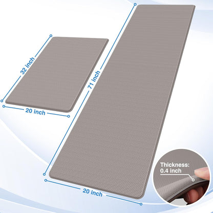 StepRite Kitchen Mats, 2PCS Kitchen Rugs, Cushioned Anti Fatigue Kitchen Mats for Floor, Non-Slip Standing Desk Mat, Waterproof Kitchen Rug Set for Kitchen, Floor, Office, 17.3"x30"+17.3"x47", Black