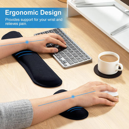 Leolee Elbow Rest Pads for Desk, Black Ergonomic Wrist Rest Arm Rest Pads | Memory Foam & Non-Slip Base, Armrest Cushion Support Pad Relieve Elbow and Wrist Pain for Computer, Office, 2 Packs