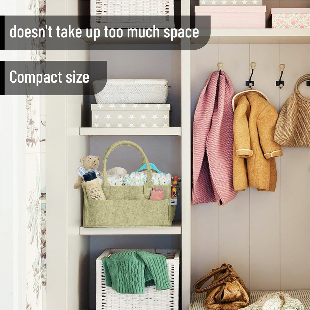 Baby Diaper Caddy Organizer, Gray, Medium