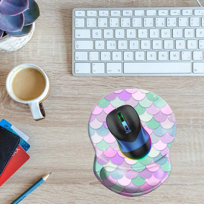 Wrist Support Mouse Pad Anti Slip Rubber Wrist Rest Mousepad 9in X 8in Small Desktop Notebook Mouse Mat for Working and Gaming (M-Pink Floral)