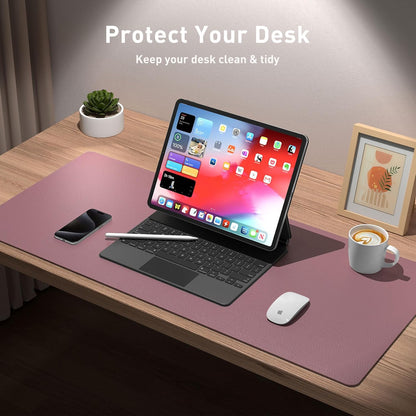 Aothia Leather Office Desk Pad Protector, Non-Slip PU Leather Desk Blotter, Waterproof Laptop Writing Mouse Pad for Office and Home, Black, 31.5" x 15.7" - Colors A
