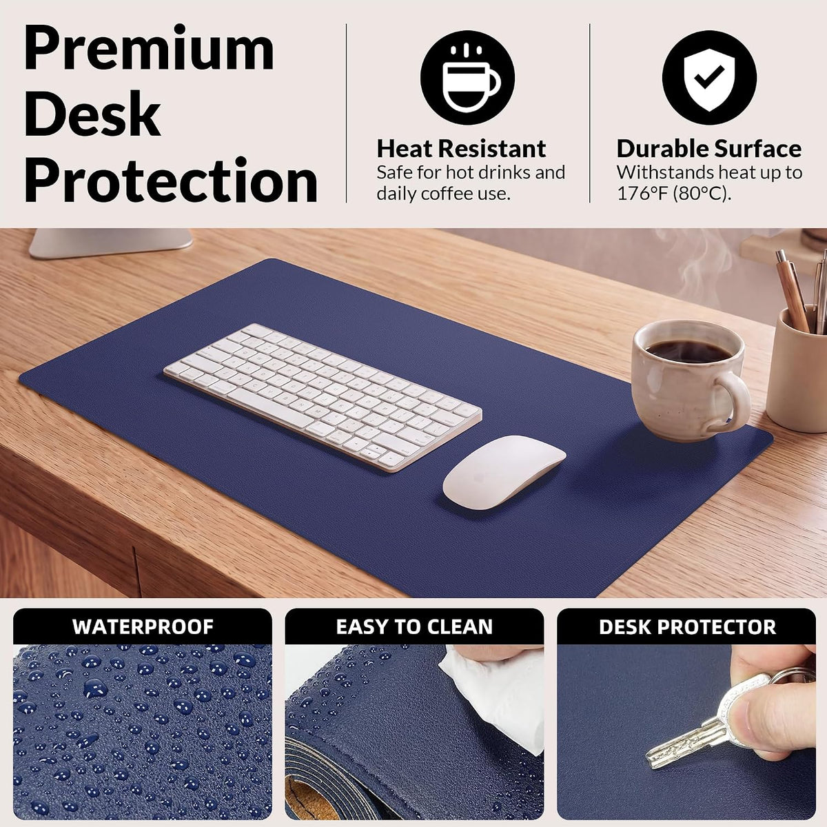 Large Desk Mat, 47" x 17", Black