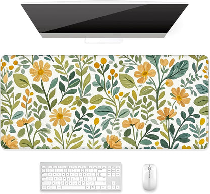 Auhoahsil Desk Mat, Ultra Large Mouse Pad, XXL Gaming Mousepad, Green Tropical Leaves Deskpad, Big Extended Full Size Mouse Pad, Desktop Desk Matt for Keyboard, Laptop & Computer, 35.5 x 15.7 in - Colors B
