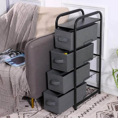 Dresser Storage with 3 Drawers, Fabric Dresser Tower, Vertical Storage Unit for Bedroom, Closet, Office, Black