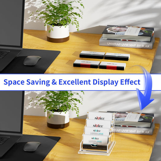 Acrylic Business Card Holder Display Stand for Desk 4 Slot 4 Tier