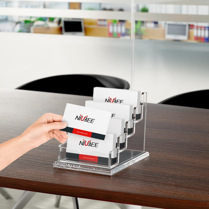 Acrylic Business Card Holder Display Stand for Desk 4 Slot 4 Tier