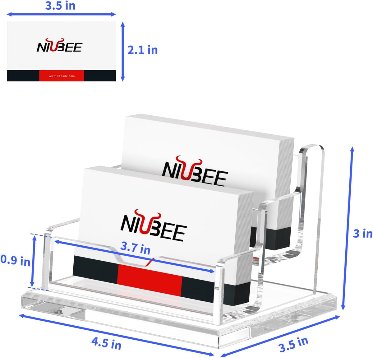 Acrylic Business Card Holder Display Stand for Desk 4 Slot 4 Tier