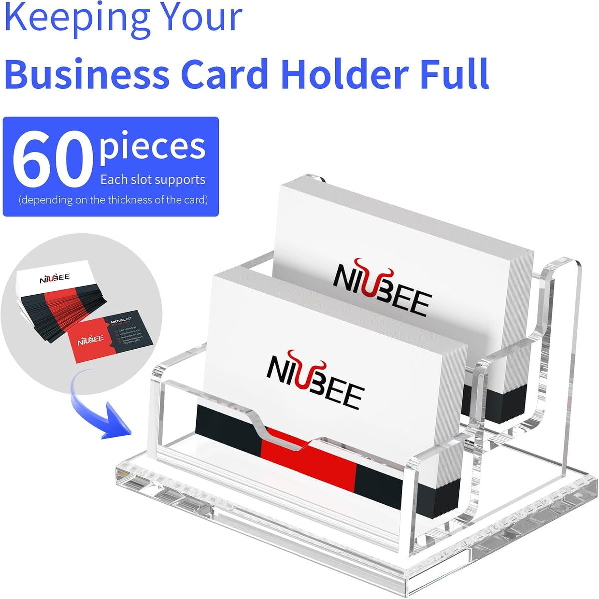 Acrylic Business Card Holder Display Stand for Desk 4 Slot 4 Tier