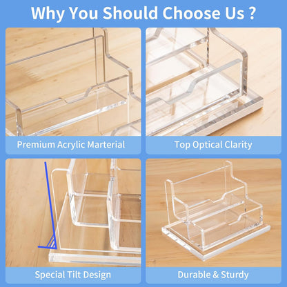 Acrylic Business Card Holder Display Stand for Desk 4 Slot 4 Tier
