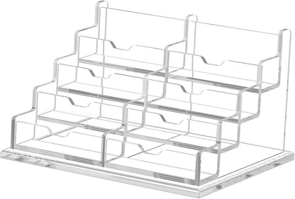 Acrylic Business Card Holder Display Stand for Desk 4 Slot 4 Tier