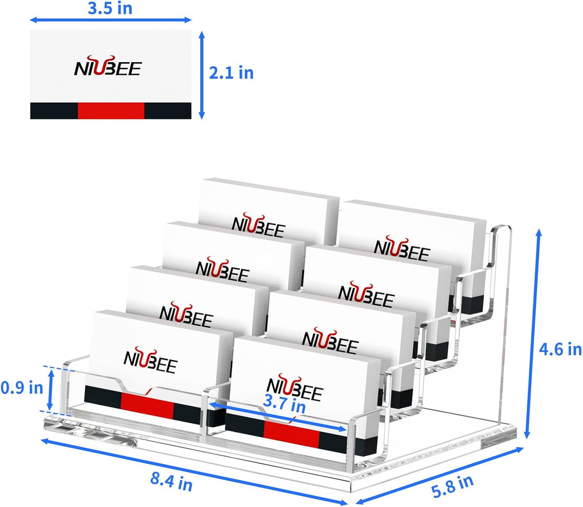 Acrylic Business Card Holder Display Stand for Desk 4 Slot 4 Tier