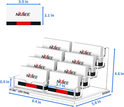 Acrylic Business Card Holder Display Stand for Desk 4 Slot 4 Tier