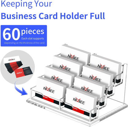 Acrylic Business Card Holder Display Stand for Desk 4 Slot 4 Tier