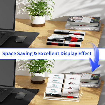 Acrylic Business Card Holder Display Stand for Desk 4 Slot 4 Tier