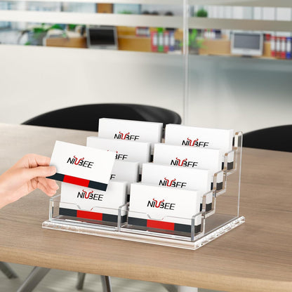Acrylic Business Card Holder Display Stand for Desk 4 Slot 4 Tier