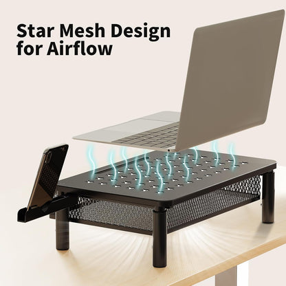 Monitor Stand Riser with Metal Mesh Drawer, Height Adjustable