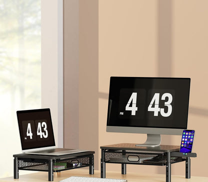 Monitor Stand Riser with Metal Mesh Drawer, Height Adjustable