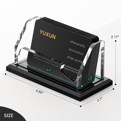 YUXUN Black Business Card Holder for Desk-1 Slot, Acrylic Business Card Holder for Women Men,50+ Business Cards Display Stand for Exhibition, Home, Office