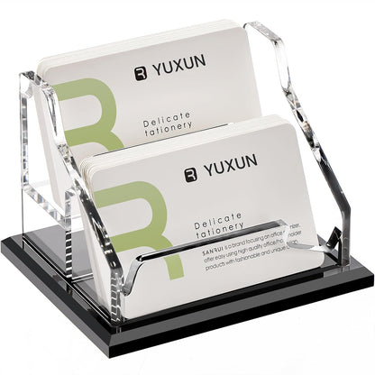 YUXUN Black Business Card Holder for Desk-1 Slot, Acrylic Business Card Holder for Women Men,50+ Business Cards Display Stand for Exhibition, Home, Office