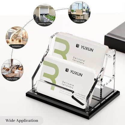 YUXUN Black Business Card Holder for Desk-1 Slot, Acrylic Business Card Holder for Women Men,50+ Business Cards Display Stand for Exhibition, Home, Office