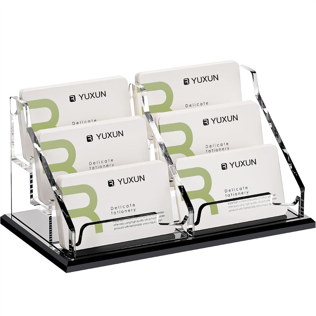 YUXUN Black Business Card Holder for Desk-1 Slot, Acrylic Business Card Holder for Women Men,50+ Business Cards Display Stand for Exhibition, Home, Office