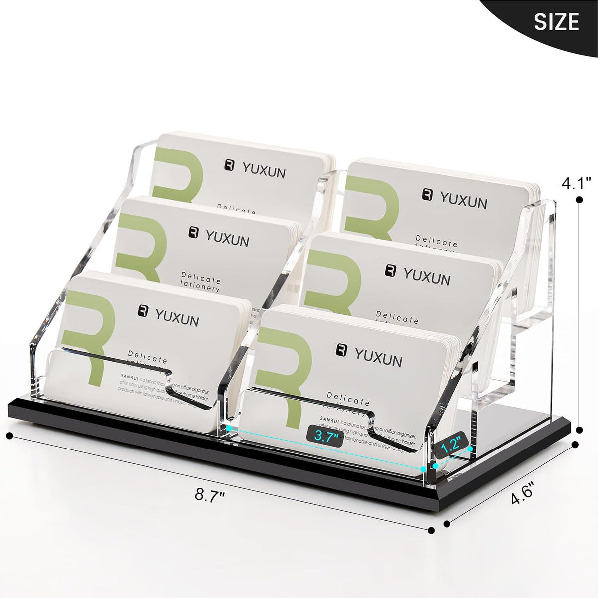 YUXUN Black Business Card Holder for Desk-1 Slot, Acrylic Business Card Holder for Women Men,50+ Business Cards Display Stand for Exhibition, Home, Office