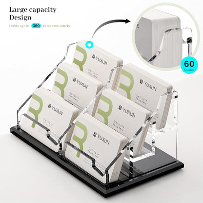 YUXUN Black Business Card Holder for Desk-1 Slot, Acrylic Business Card Holder for Women Men,50+ Business Cards Display Stand for Exhibition, Home, Office