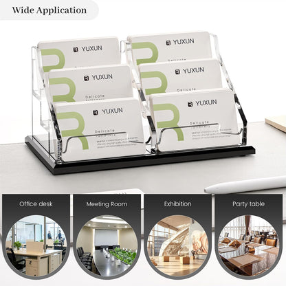 YUXUN Black Business Card Holder for Desk-1 Slot, Acrylic Business Card Holder for Women Men,50+ Business Cards Display Stand for Exhibition, Home, Office