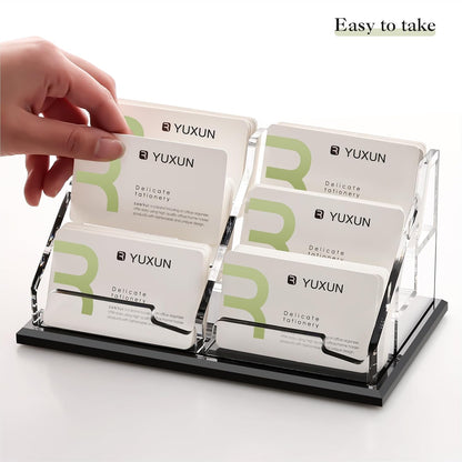YUXUN Black Business Card Holder for Desk-1 Slot, Acrylic Business Card Holder for Women Men,50+ Business Cards Display Stand for Exhibition, Home, Office