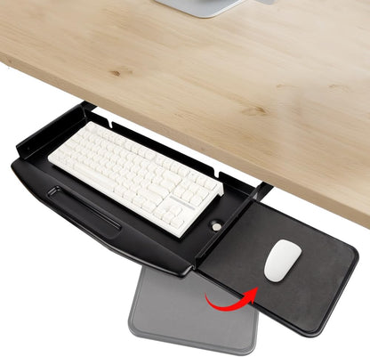 Under Desk Mounted Keyboard Tray Steel Slide with Rotational Mouse Platform for Office