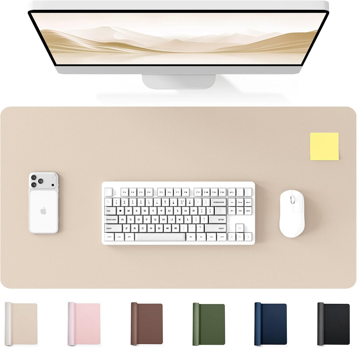 35.4" x 17" Large PU Leather Desk Mat for Keyboard and Mouse - Waterproof Non-Slip Desk Pad Protector for Office, Home, Writing Desk, Black