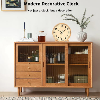 Wooden Table Clock,8in Silent Non-Ticking Desk Clock,Battery Operated Desktop Analog Clock for Living Room Bedroom Kitchen Office Classroom Decor (Walnut)