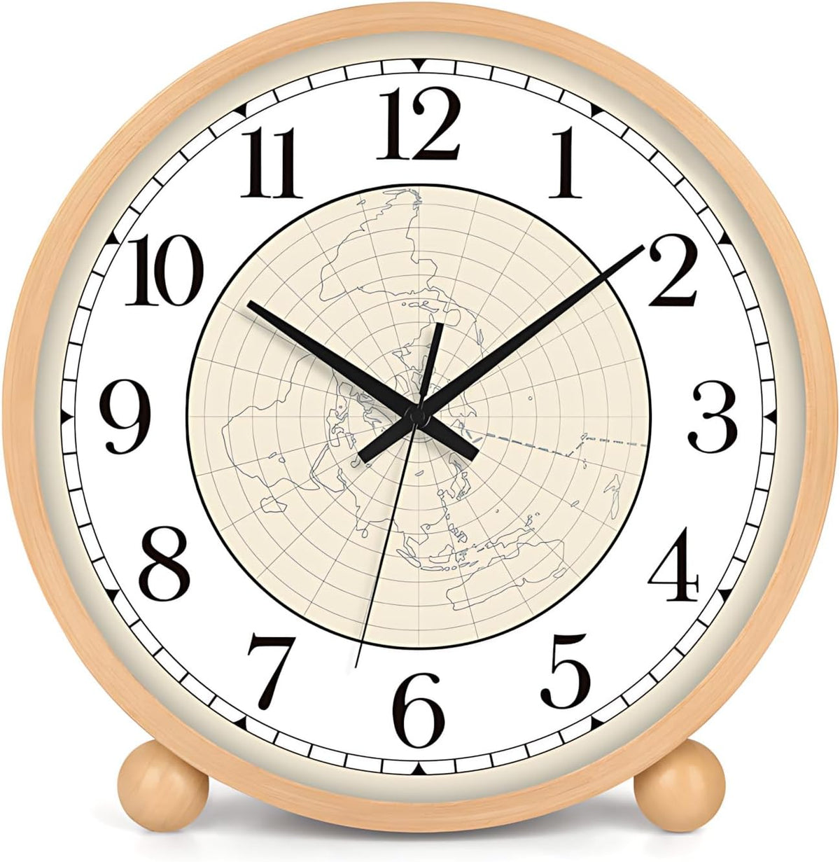 Wooden Table Clock,8in Silent Non-Ticking Desk Clock,Battery Operated Desktop Analog Clock for Living Room Bedroom Kitchen Office Classroom Decor (Walnut)