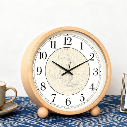Wooden Table Clock,8in Silent Non-Ticking Desk Clock,Battery Operated Desktop Analog Clock for Living Room Bedroom Kitchen Office Classroom Decor (Walnut)