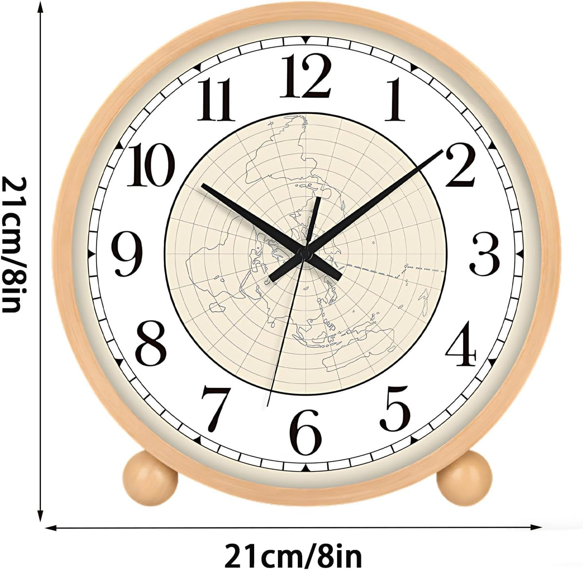 Wooden Table Clock,8in Silent Non-Ticking Desk Clock,Battery Operated Desktop Analog Clock for Living Room Bedroom Kitchen Office Classroom Decor (Walnut)