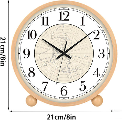 Wooden Table Clock,8in Silent Non-Ticking Desk Clock,Battery Operated Desktop Analog Clock for Living Room Bedroom Kitchen Office Classroom Decor (Walnut)
