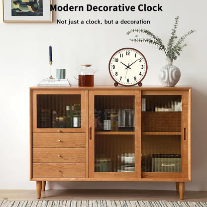 Wooden Table Clock,8in Silent Non-Ticking Desk Clock,Battery Operated Desktop Analog Clock for Living Room Bedroom Kitchen Office Classroom Decor (Walnut)