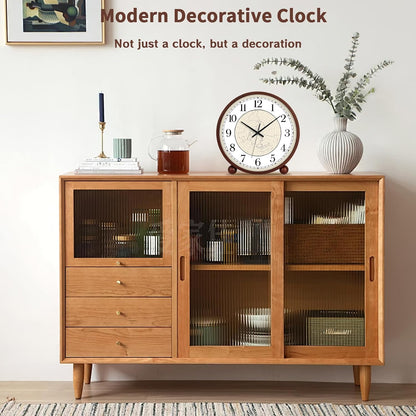 Wooden Table Clock,8in Silent Non-Ticking Desk Clock,Battery Operated Desktop Analog Clock for Living Room Bedroom Kitchen Office Classroom Decor (Walnut)