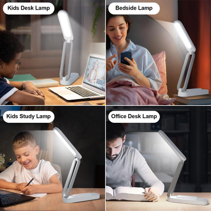 LED Desk Lamp for Office Home & Battery Operated Lamp Rechargeable Lamp Foldable & Portable Light, LED Desk Light Strip, 3 Brightness Dimmable Small Desk Lamp Wireless Reading Lamp (White)