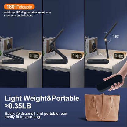LED Desk Lamp for Office Home & Battery Operated Lamp Rechargeable Lamp Foldable & Portable Light, LED Desk Light Strip, 3 Brightness Dimmable Small Desk Lamp Wireless Reading Lamp (White)