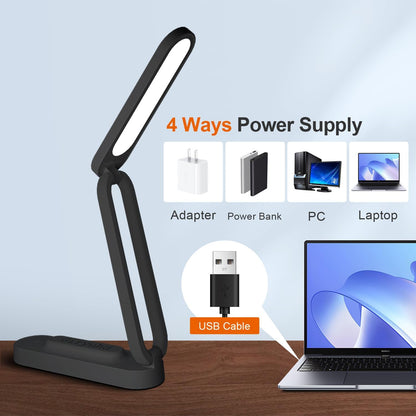 LED Desk Lamp for Office Home & Battery Operated Lamp Rechargeable Lamp Foldable & Portable Light, LED Desk Light Strip, 3 Brightness Dimmable Small Desk Lamp Wireless Reading Lamp (White)