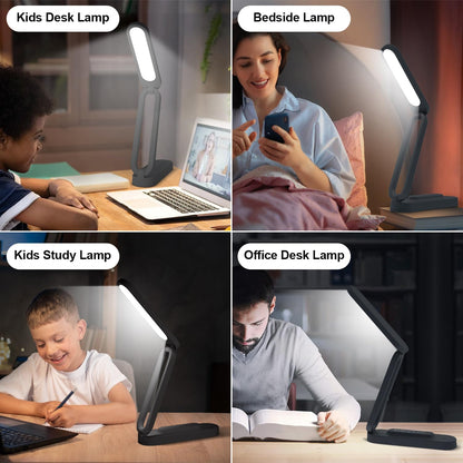 LED Desk Lamp for Office Home & Battery Operated Lamp Rechargeable Lamp Foldable & Portable Light, LED Desk Light Strip, 3 Brightness Dimmable Small Desk Lamp Wireless Reading Lamp (White)