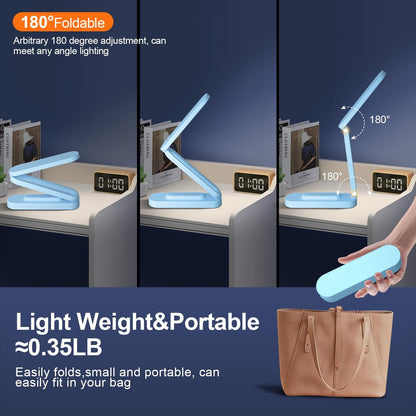 LED Desk Lamp for Office Home & Battery Operated Lamp Rechargeable Lamp Foldable & Portable Light, LED Desk Light Strip, 3 Brightness Dimmable Small Desk Lamp Wireless Reading Lamp (White)
