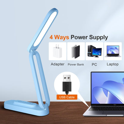 LED Desk Lamp for Office Home & Battery Operated Lamp Rechargeable Lamp Foldable & Portable Light, LED Desk Light Strip, 3 Brightness Dimmable Small Desk Lamp Wireless Reading Lamp (White)