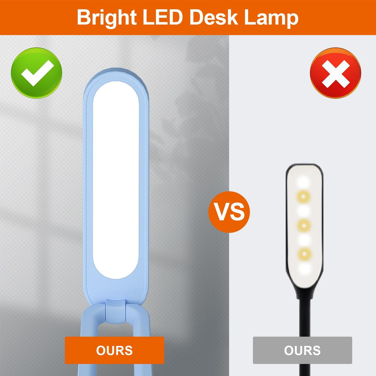 LED Desk Lamp for Office Home & Battery Operated Lamp Rechargeable Lamp Foldable & Portable Light, LED Desk Light Strip, 3 Brightness Dimmable Small Desk Lamp Wireless Reading Lamp (White)