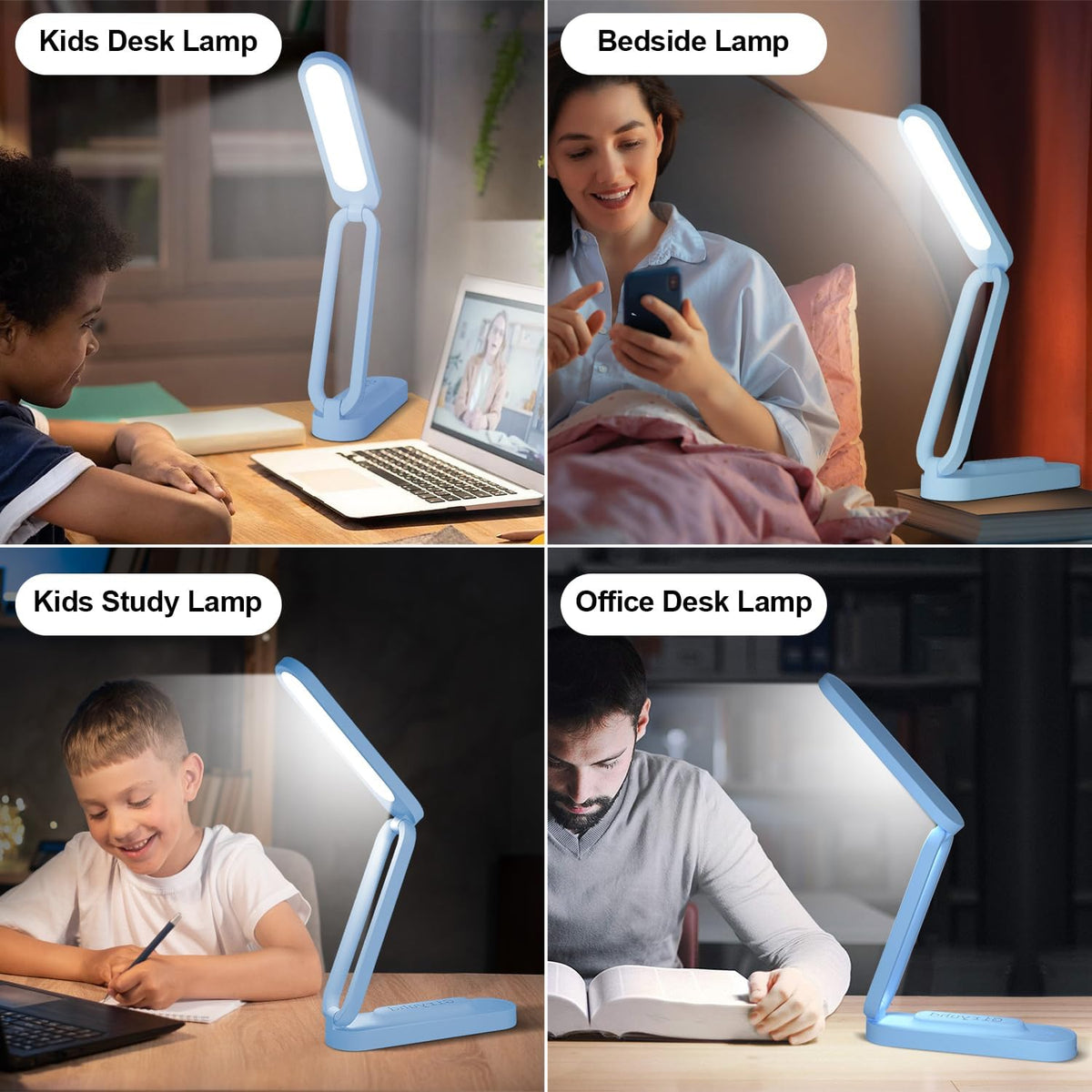 LED Desk Lamp for Office Home & Battery Operated Lamp Rechargeable Lamp Foldable & Portable Light, LED Desk Light Strip, 3 Brightness Dimmable Small Desk Lamp Wireless Reading Lamp (White)