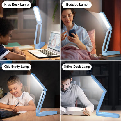 LED Desk Lamp for Office Home & Battery Operated Lamp Rechargeable Lamp Foldable & Portable Light, LED Desk Light Strip, 3 Brightness Dimmable Small Desk Lamp Wireless Reading Lamp (White)