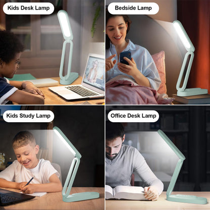 LED Desk Lamp for Office Home & Battery Operated Lamp Rechargeable Lamp Foldable & Portable Light, LED Desk Light Strip, 3 Brightness Dimmable Small Desk Lamp Wireless Reading Lamp (White)