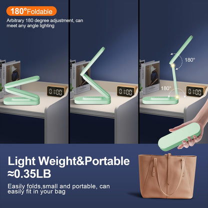LED Desk Lamp for Office Home & Battery Operated Lamp Rechargeable Lamp Foldable & Portable Light, LED Desk Light Strip, 3 Brightness Dimmable Small Desk Lamp Wireless Reading Lamp (White)