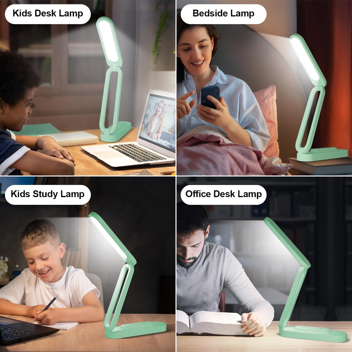 LED Desk Lamp for Office Home & Battery Operated Lamp Rechargeable Lamp Foldable & Portable Light, LED Desk Light Strip, 3 Brightness Dimmable Small Desk Lamp Wireless Reading Lamp (White)